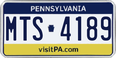 PA license plate MTS4189