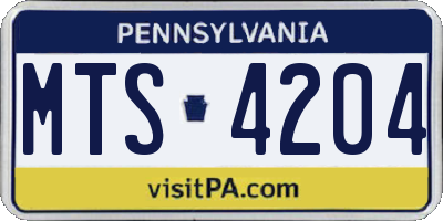 PA license plate MTS4204