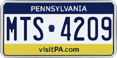 PA license plate MTS4209