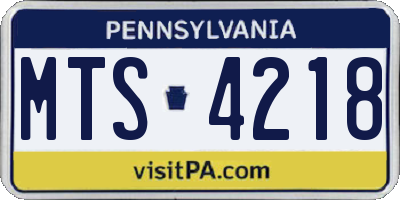 PA license plate MTS4218