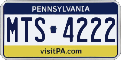 PA license plate MTS4222