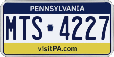 PA license plate MTS4227