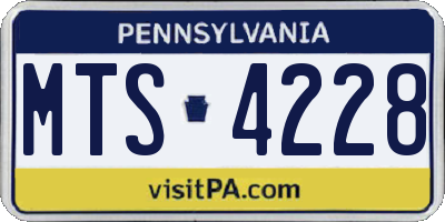 PA license plate MTS4228