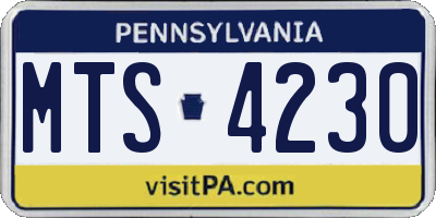 PA license plate MTS4230