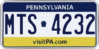 PA license plate MTS4232