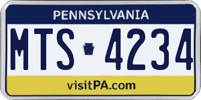 PA license plate MTS4234