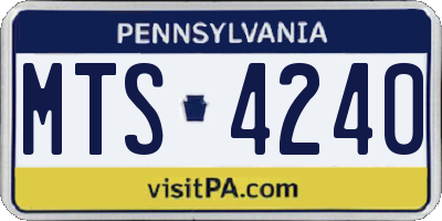 PA license plate MTS4240