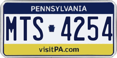PA license plate MTS4254