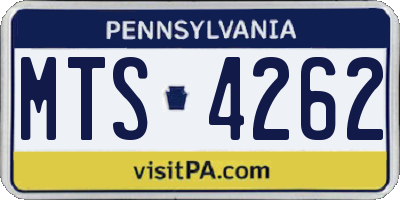 PA license plate MTS4262