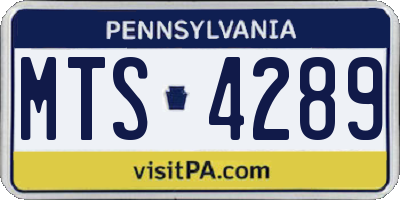 PA license plate MTS4289