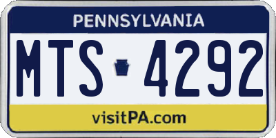 PA license plate MTS4292