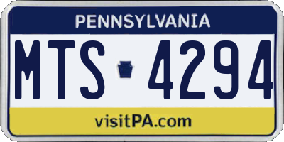 PA license plate MTS4294