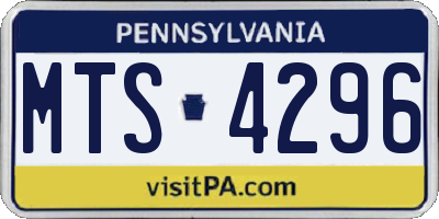 PA license plate MTS4296