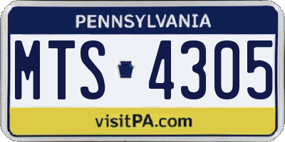 PA license plate MTS4305