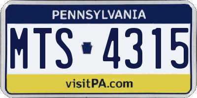 PA license plate MTS4315