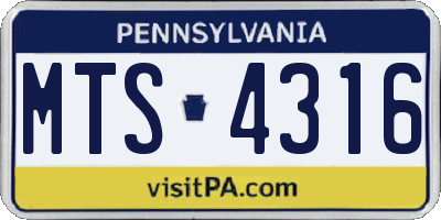 PA license plate MTS4316