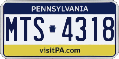 PA license plate MTS4318