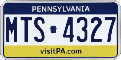 PA license plate MTS4327
