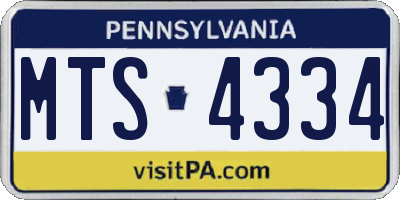 PA license plate MTS4334
