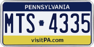 PA license plate MTS4335