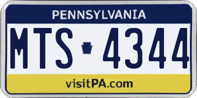 PA license plate MTS4344