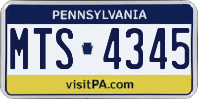 PA license plate MTS4345