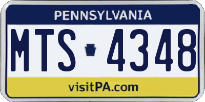 PA license plate MTS4348