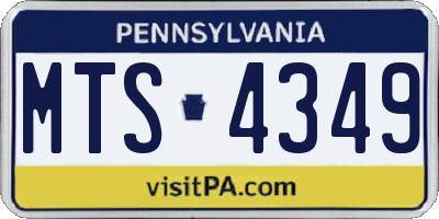 PA license plate MTS4349
