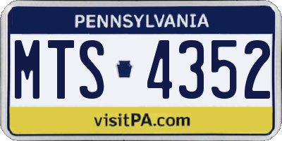 PA license plate MTS4352