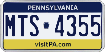 PA license plate MTS4355