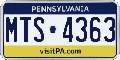 PA license plate MTS4363