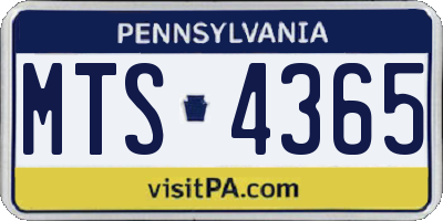 PA license plate MTS4365