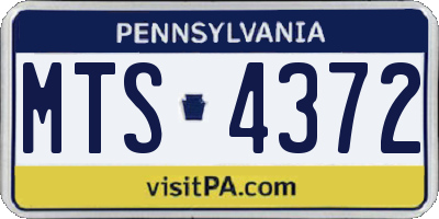 PA license plate MTS4372