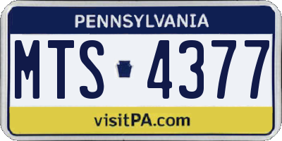 PA license plate MTS4377