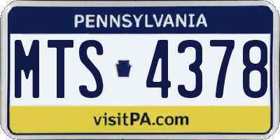 PA license plate MTS4378