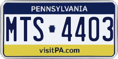 PA license plate MTS4403