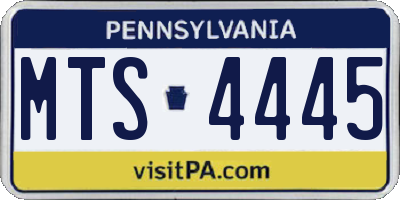 PA license plate MTS4445
