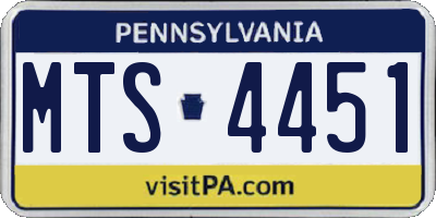 PA license plate MTS4451