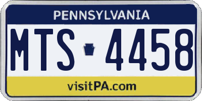 PA license plate MTS4458