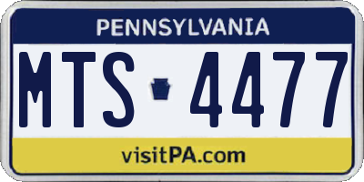 PA license plate MTS4477