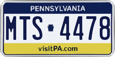 PA license plate MTS4478