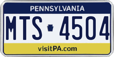 PA license plate MTS4504