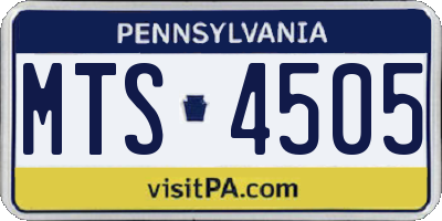 PA license plate MTS4505
