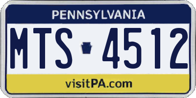 PA license plate MTS4512