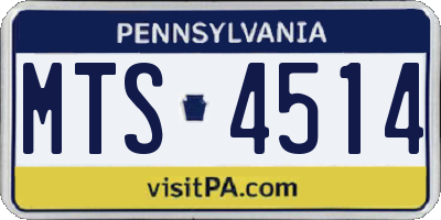 PA license plate MTS4514