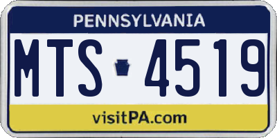 PA license plate MTS4519