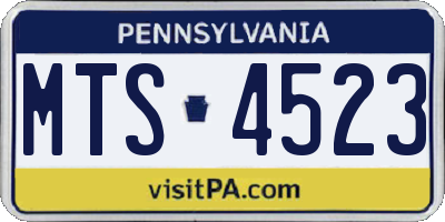 PA license plate MTS4523
