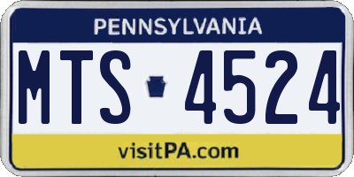 PA license plate MTS4524