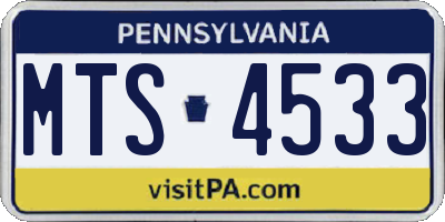 PA license plate MTS4533