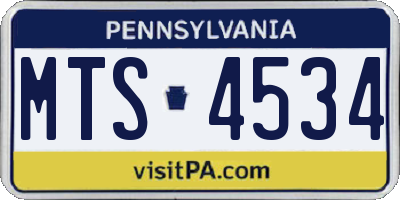 PA license plate MTS4534